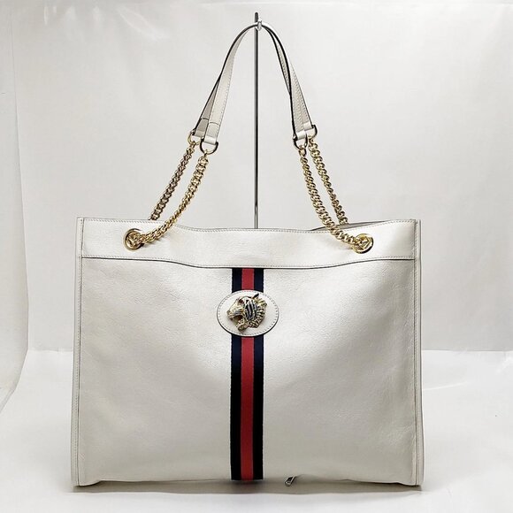 Gucci Tote Bag Sherry Line White Leather 750-052925 - Picture 1 of 14